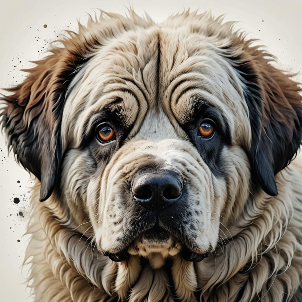 Minimalist Newfoundland Portrait in Pastel Colors