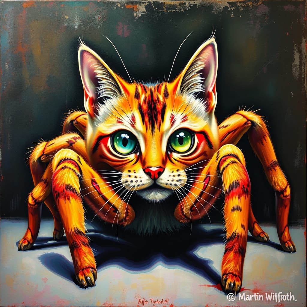 Vibrant Spider Cat Hybrid in Pop Art Style