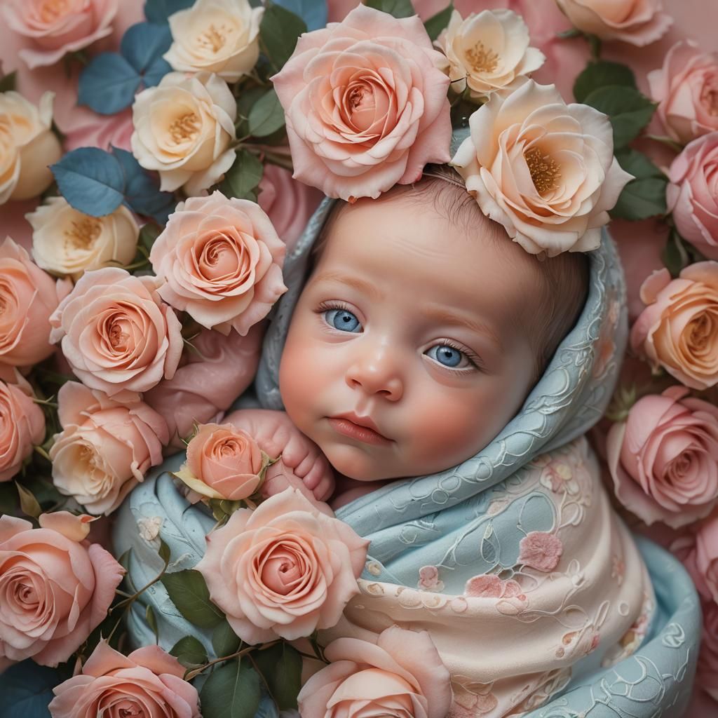 Baby in Rose: Soft-Focus Newborn Photography
