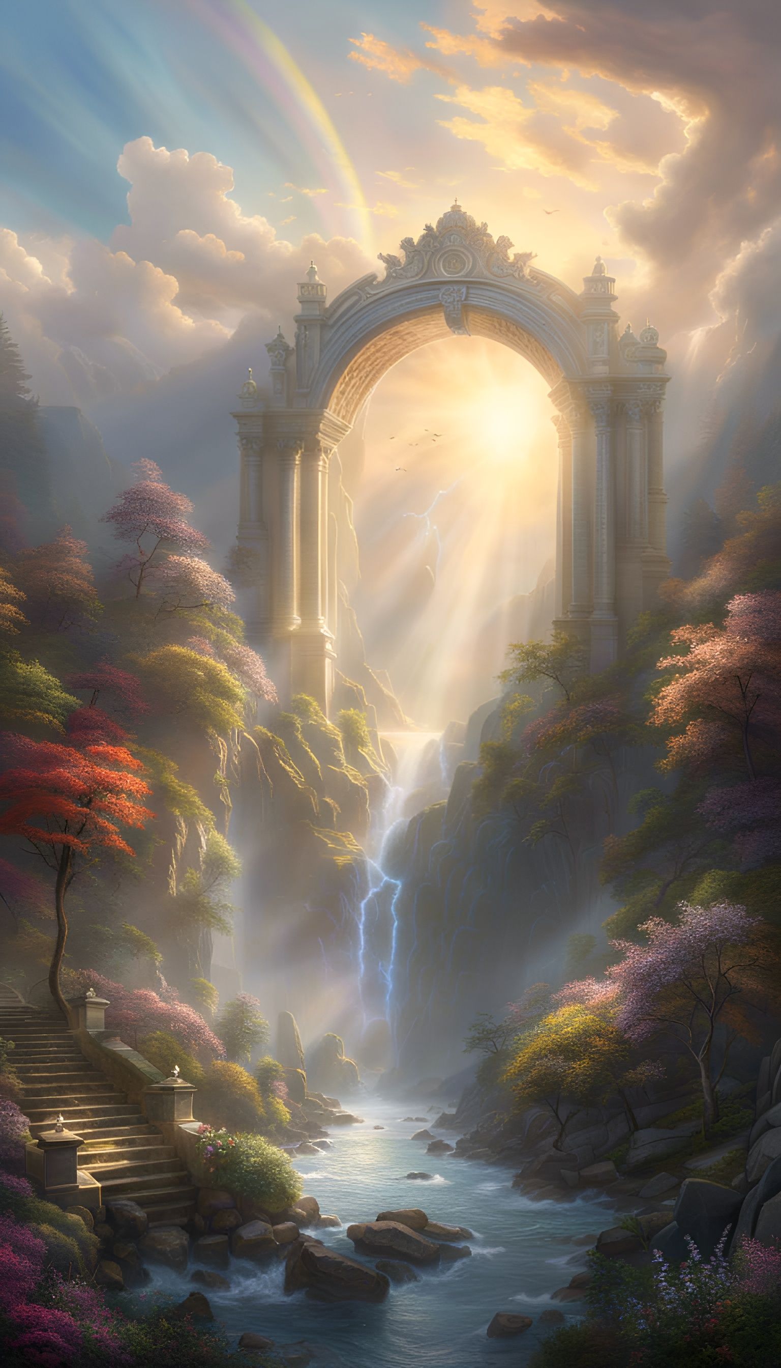 Heavenly Portal: Sunshine and Clouds in Digital Painting