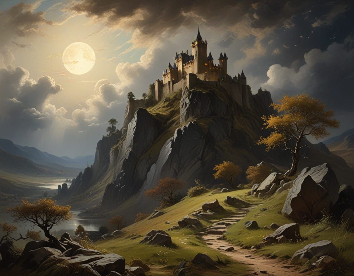 Ethereal Castle Scene in a Romantic Aesthetic