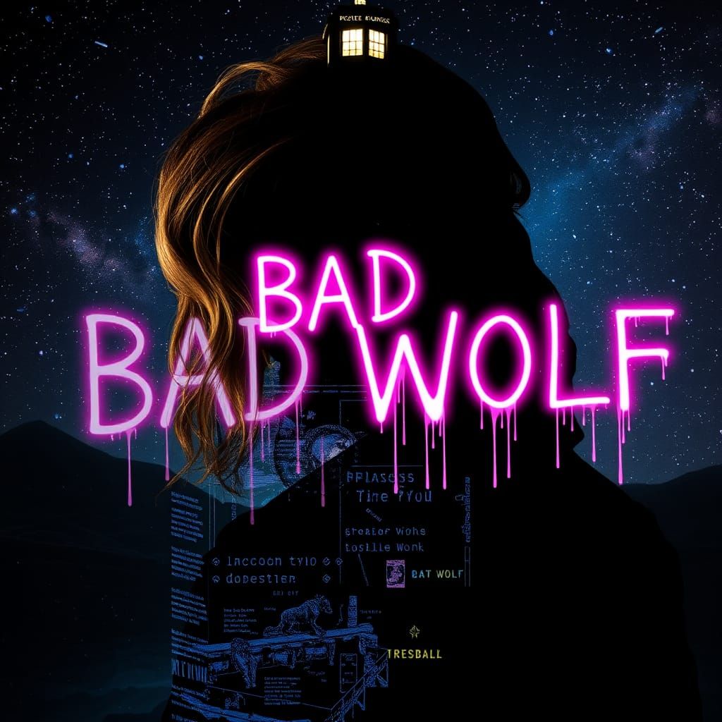 Billie Piper Silhouette with Bad Wolf TARDIS