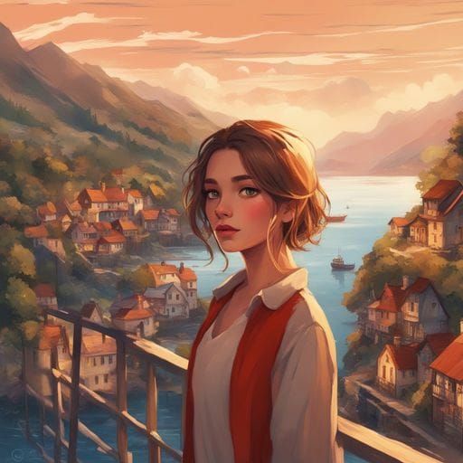 Stunning Hazel-Eyed Girl in Picturesque Fjord Town