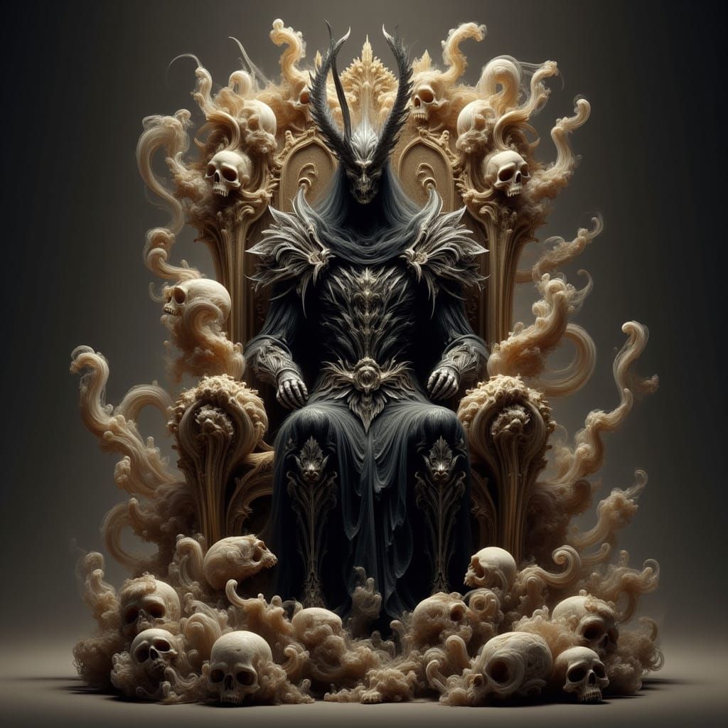 Anubis on Skull Throne in Dark Battle Armor