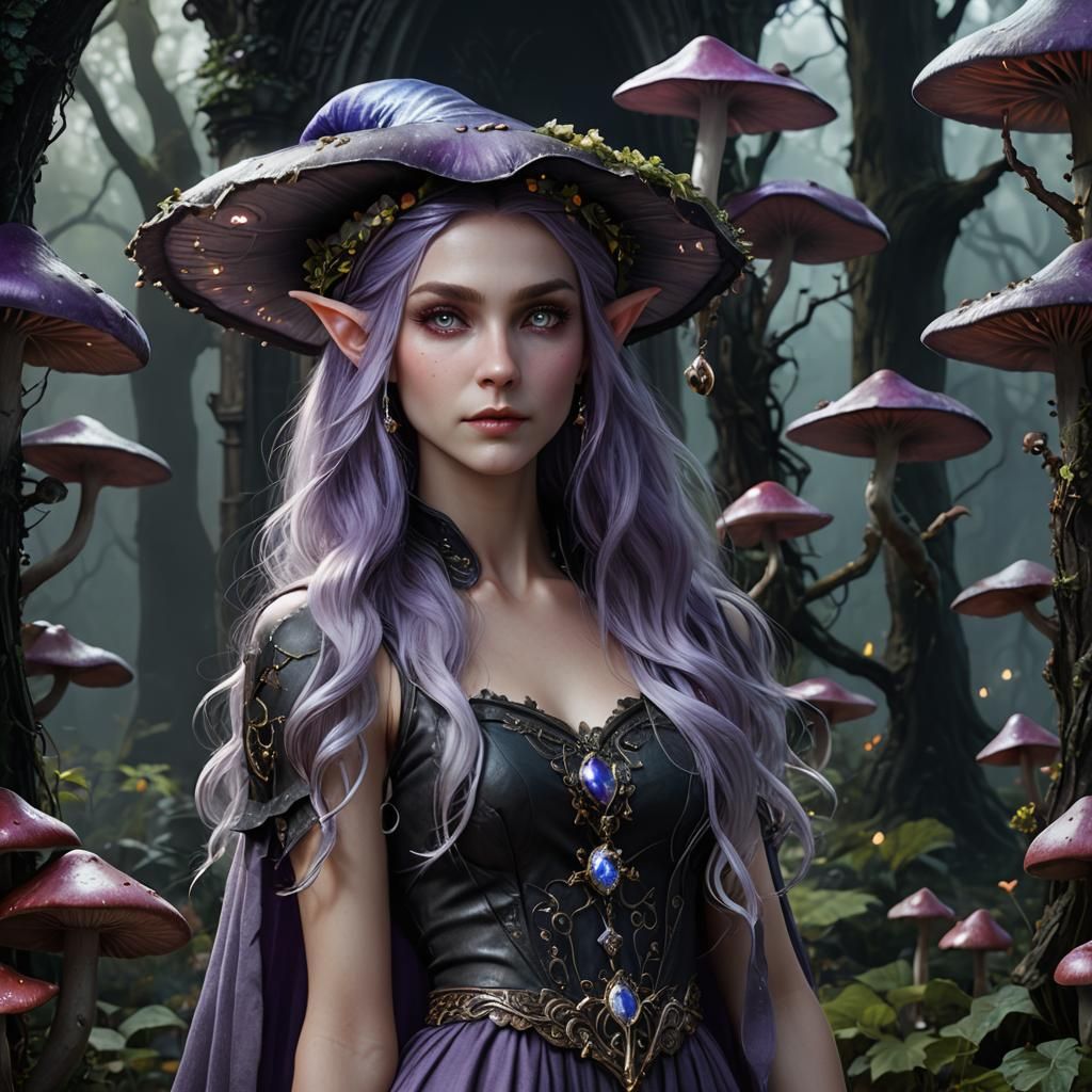 Ethereal Gothic Elf in Mystical Realm