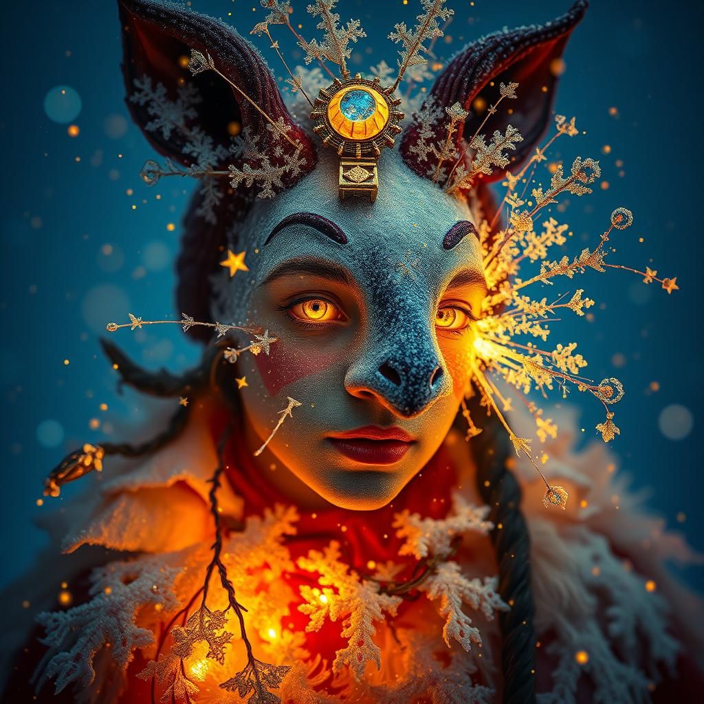 Anthropomorphic Frostwork Portrait in Pop Art Style