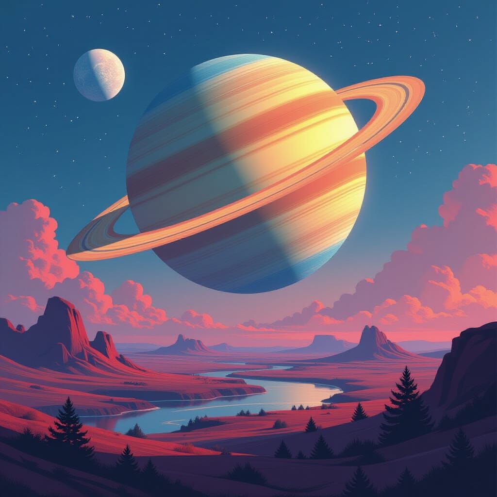 Earth with Three Moons in Surreal Landscape