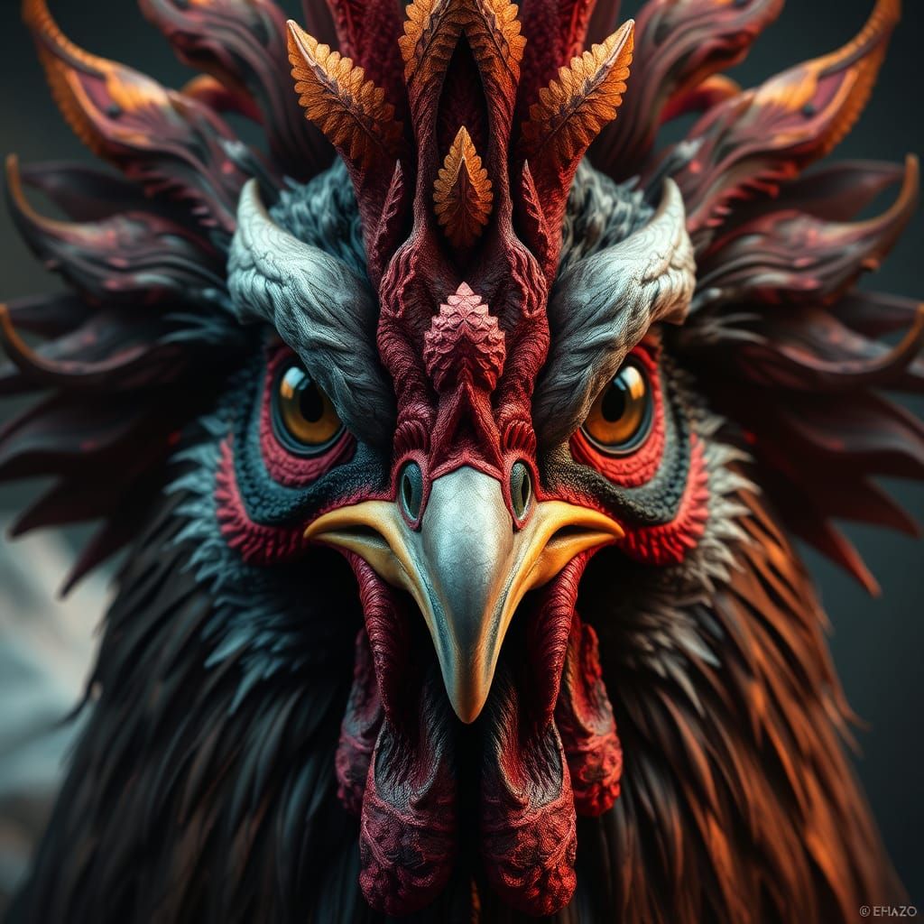 Majestic Chicken Face in Fantasy Concept Art Style