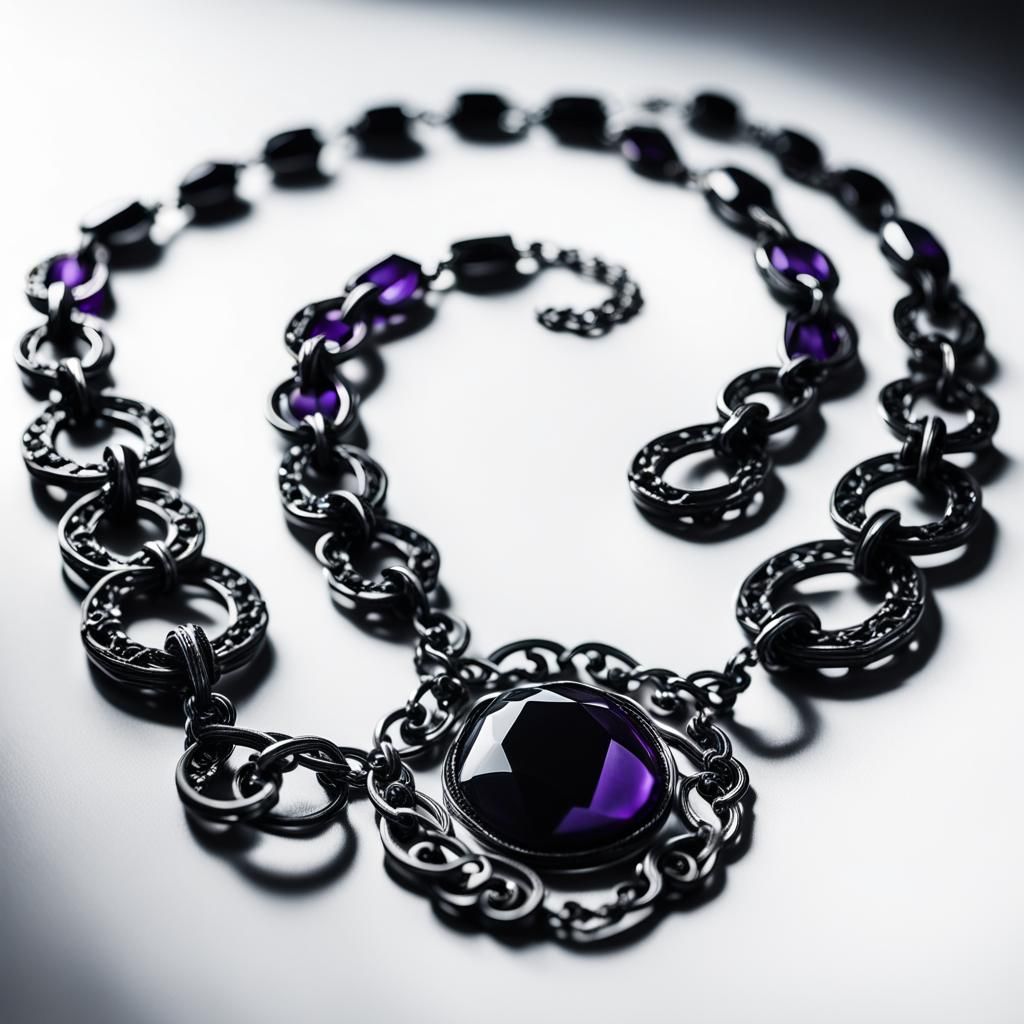 Obsidian Necklace in Dark Surrealism Style