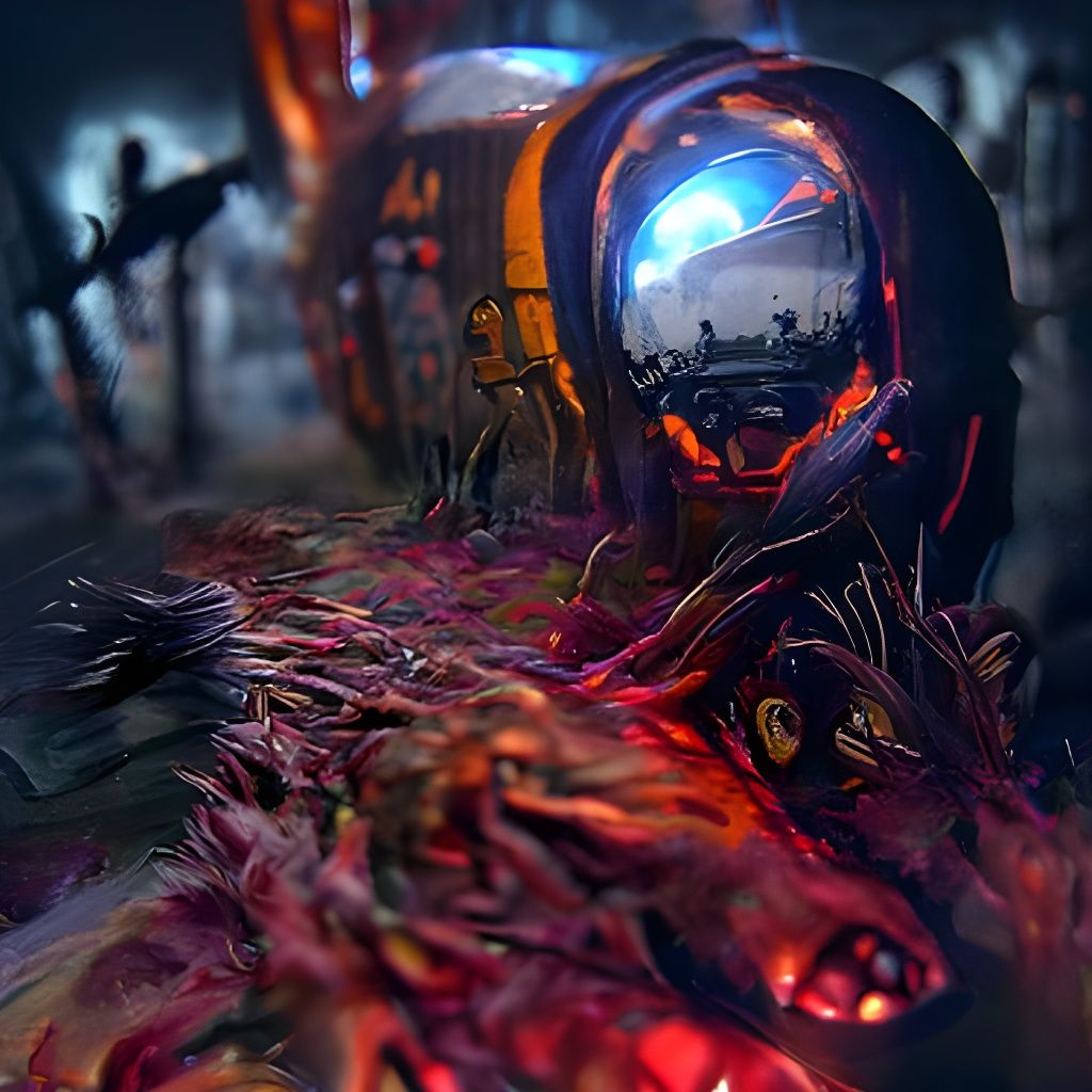 Cyber Dragon in a Dark Biopunk Scene