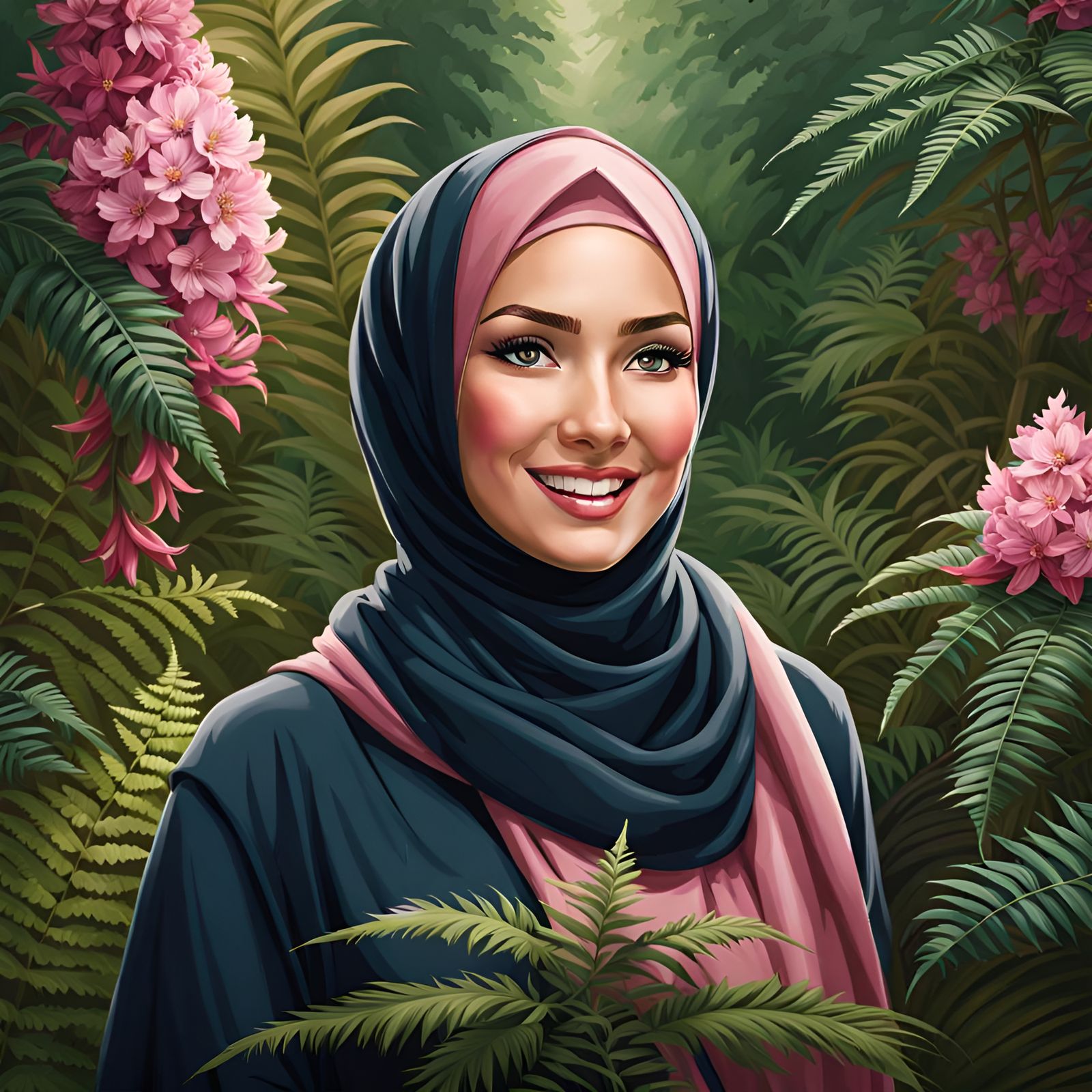 Beautiful Hijabi Woman Exploring a Mystic Garden