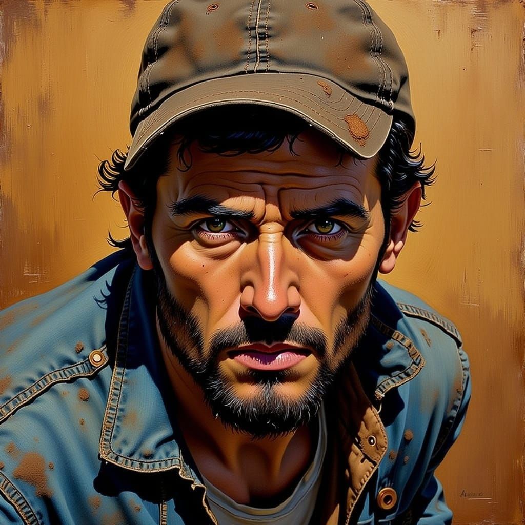 Detailed Portrait of Man in Old West Style