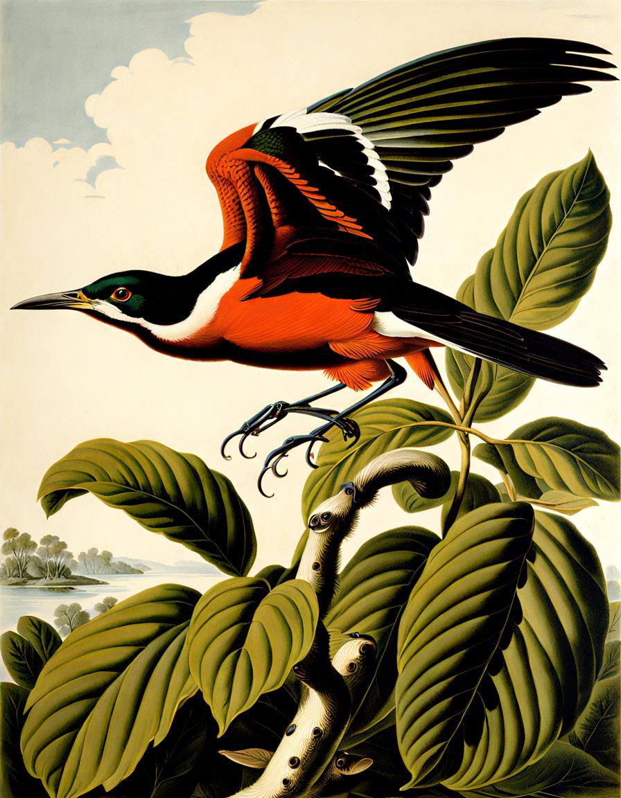 Ornithological Illustration in Audubon Style