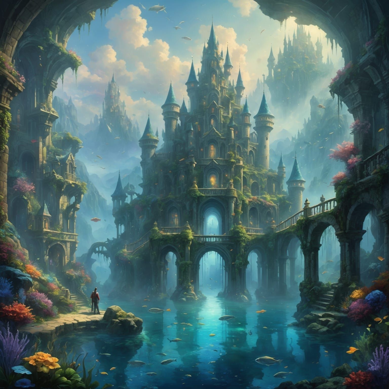 Ethereal Underwater Kingdom in Fantasy Style