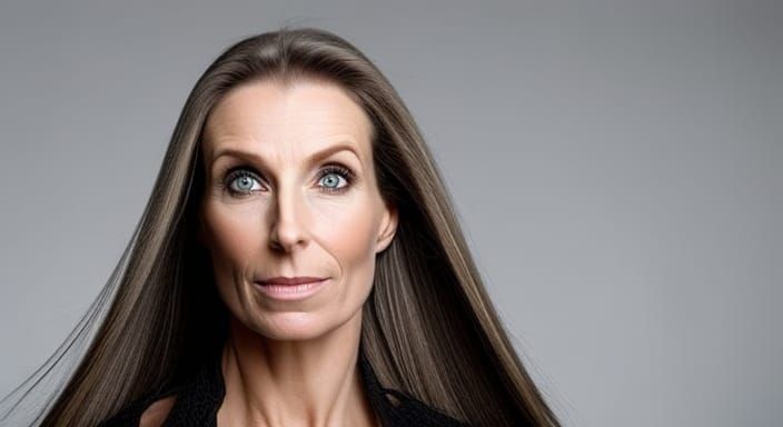 Detailed Portrait of an Eager Woman with Straight Hair