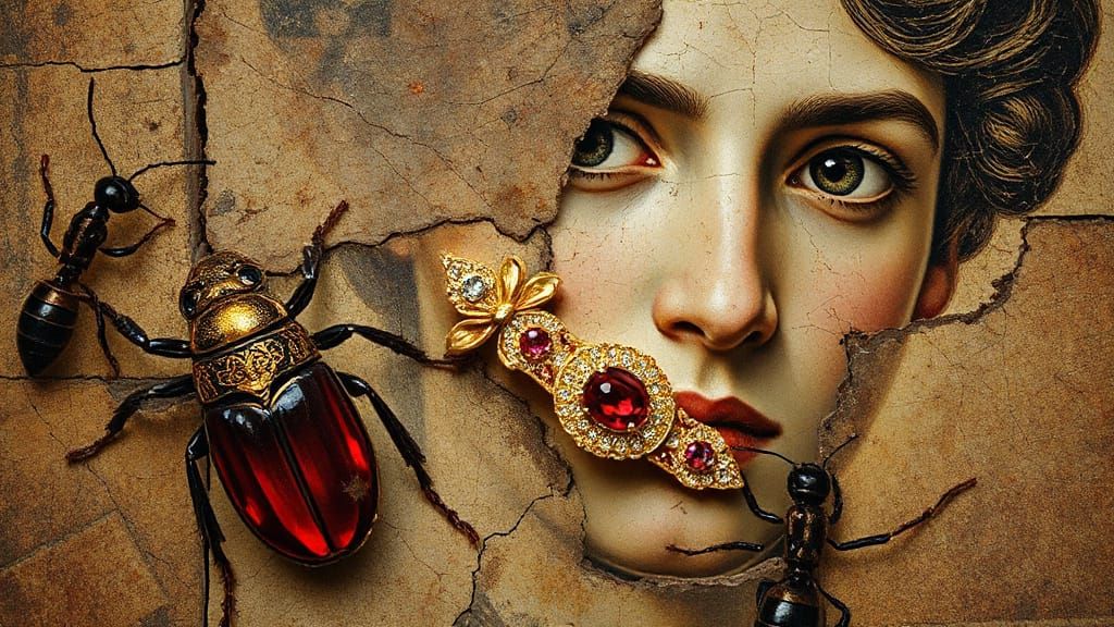 Victorian Painting of Detailed Ancient Floor Mosaic