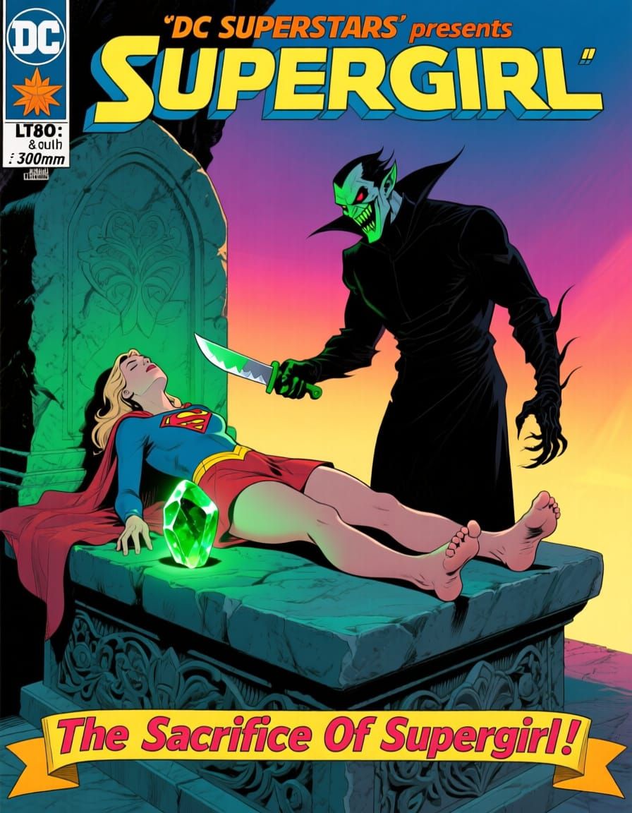 Supergirl's Sacrifice: Evil Fiend Attacks in 1980s Comic Sty...