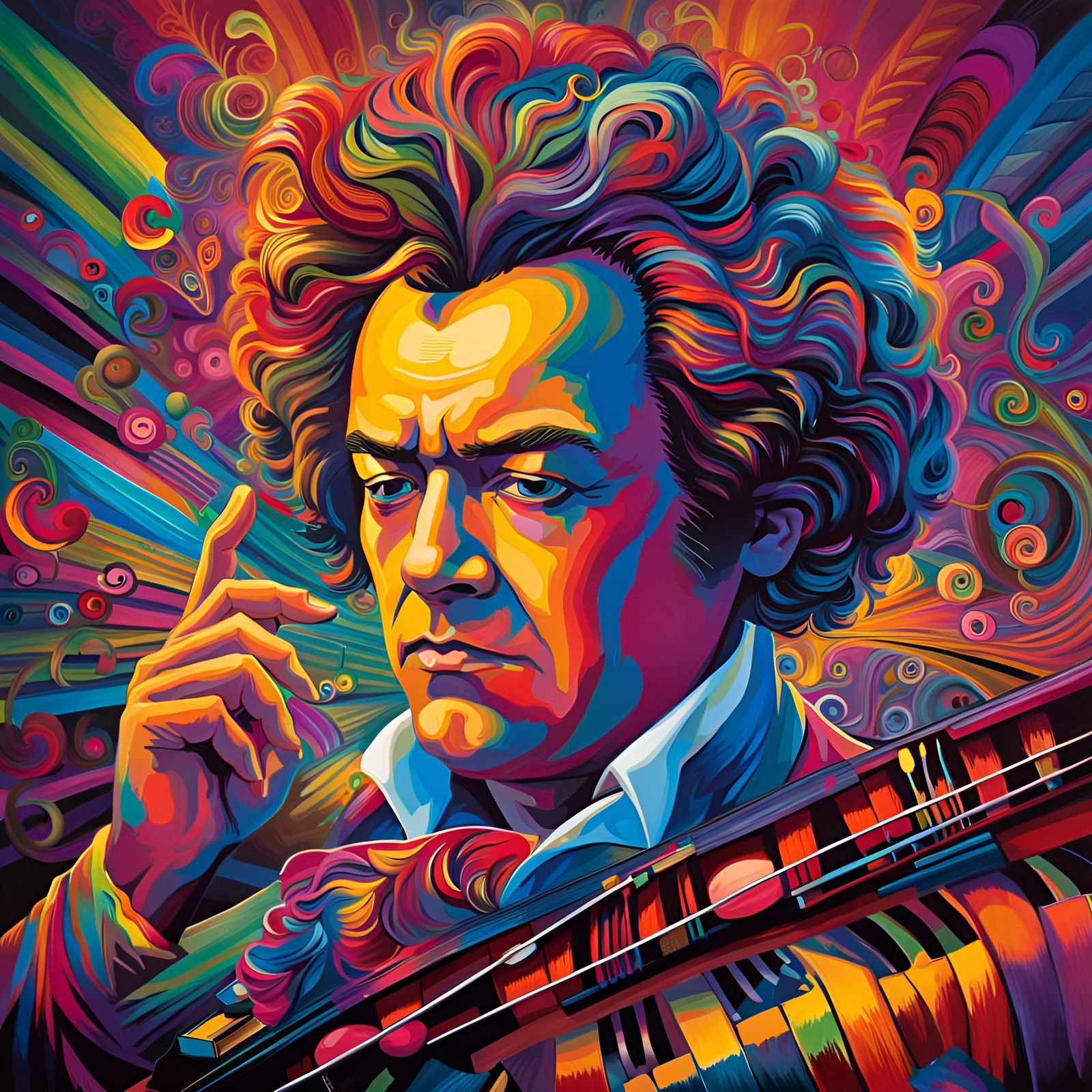 Deaf 40-years old Beethoven composing and directing his amazing Symphony No.9