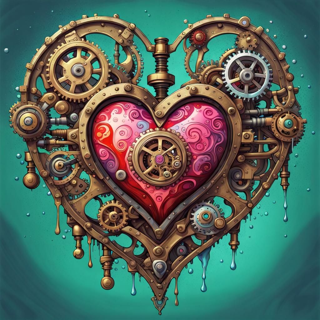 Steampunk Valentine Heart with Celtic Clockwork Design