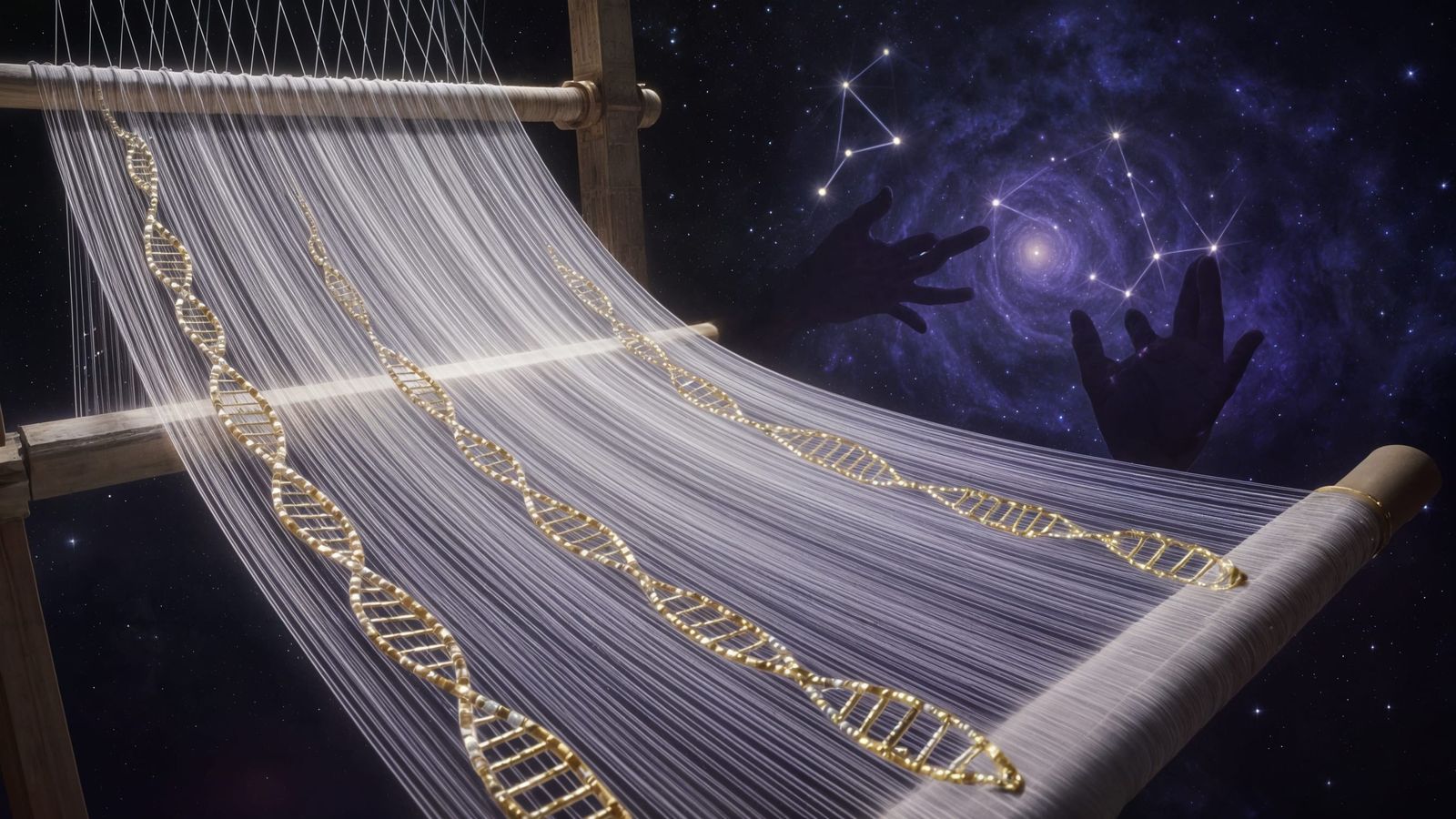 Cosmic Loom Weaving Newborn Galaxy with Light and Equations