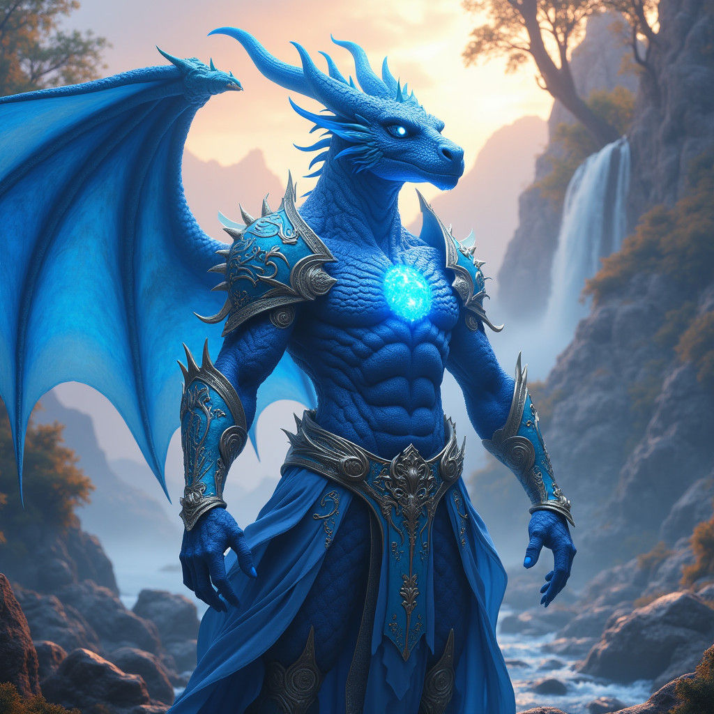 Majestic Dragonborn Paladin in Mystical Realm