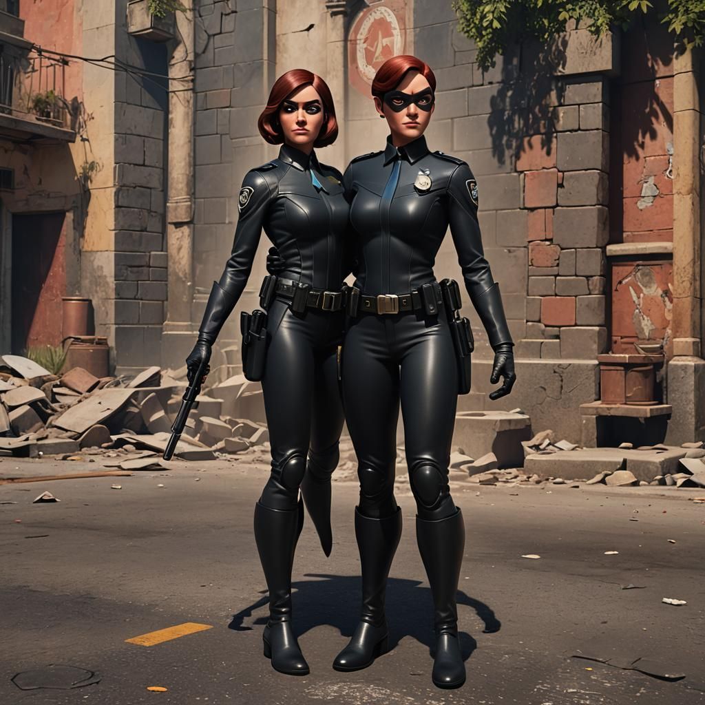 Elastigirl as Policeman in Mexico, Detailed Matte Painting