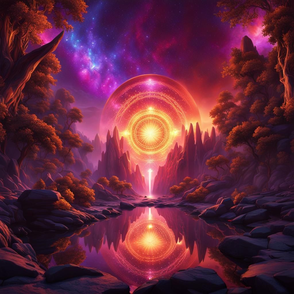 Cosmic Awakening: Alchemical Waves of Love in Fantasy Art