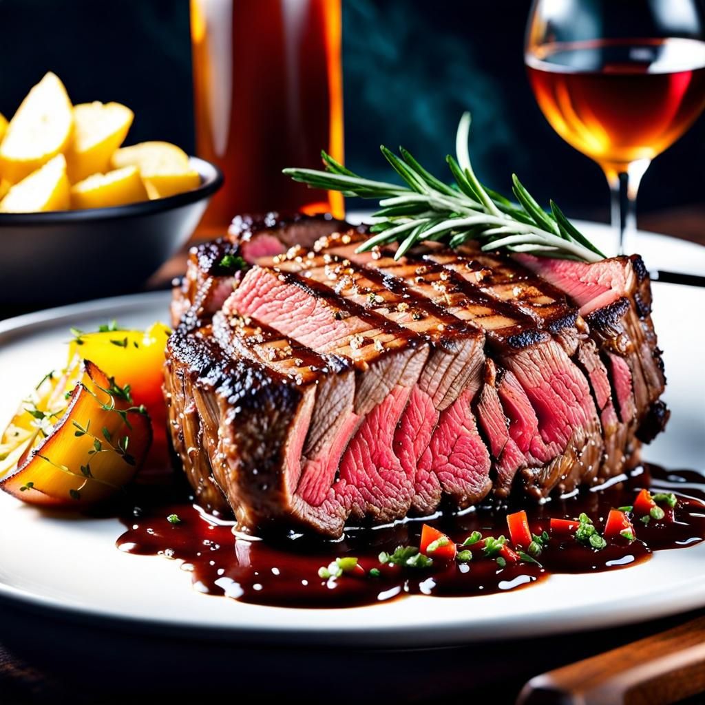 Hyperrealistic Steak Dinner Food Photography