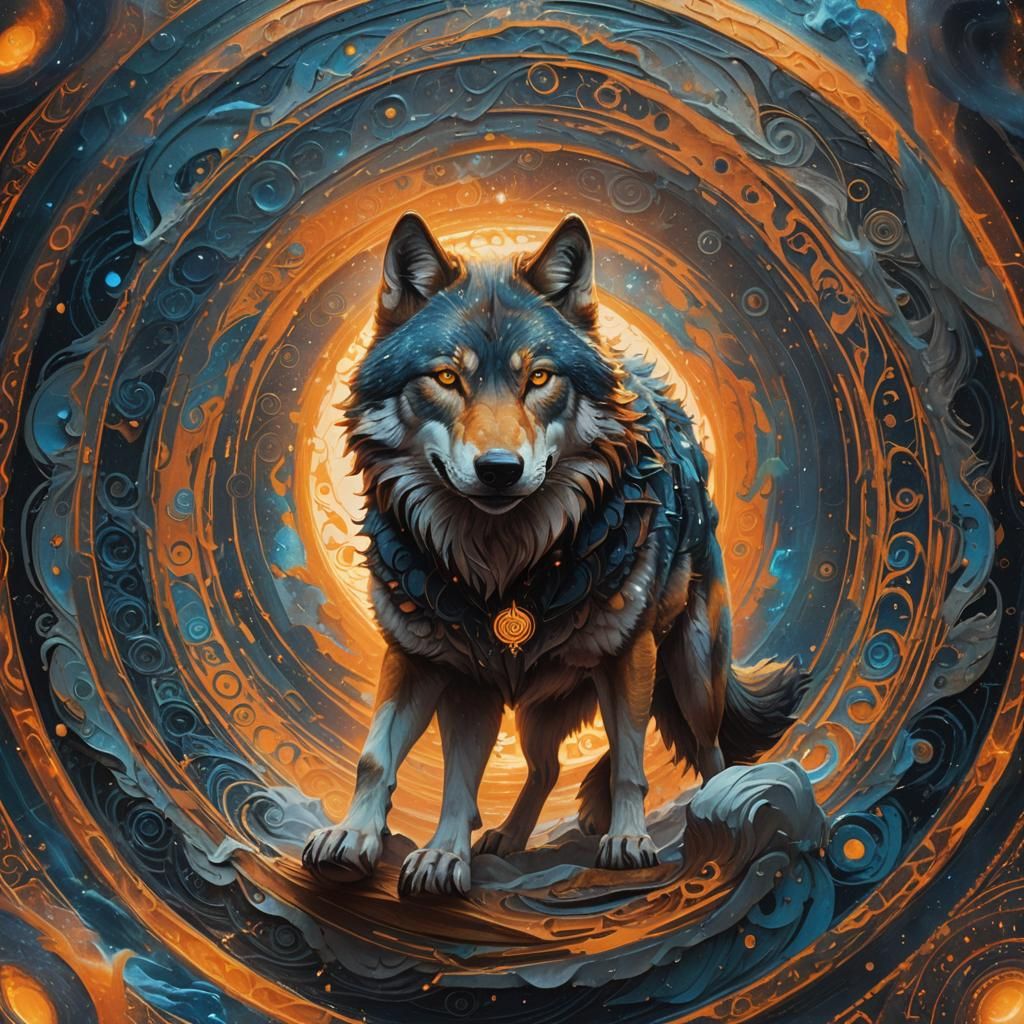 Mystical Wolf on Floating Disk: Fantasy Concept Art
