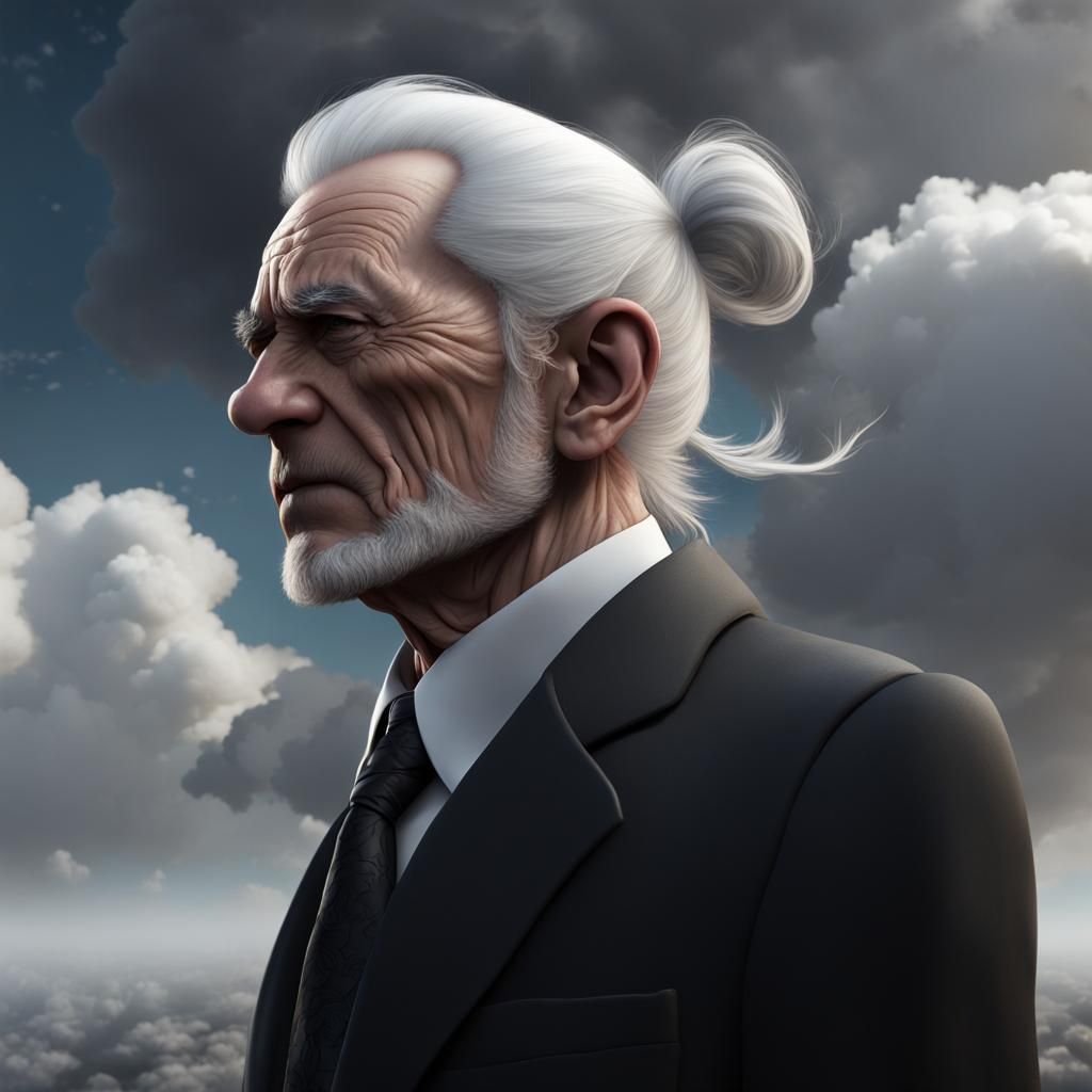 Contemplative Old Man with Tear, Detailed Matte Painting