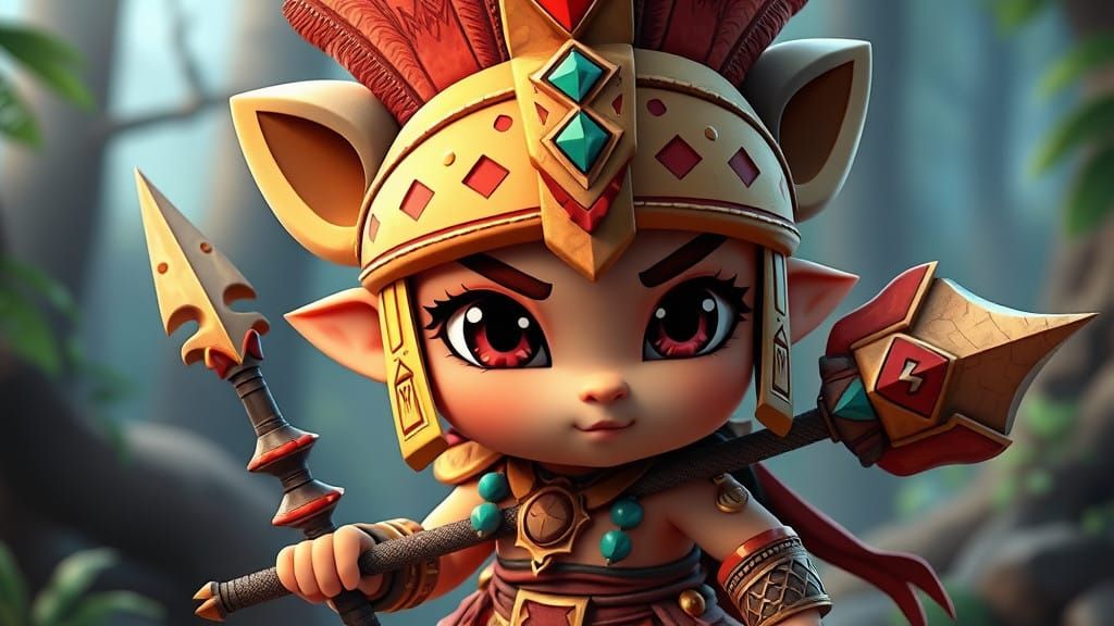 Dark Fantasy Diablo 4 Warrior Spiritborn in Aztec Armor