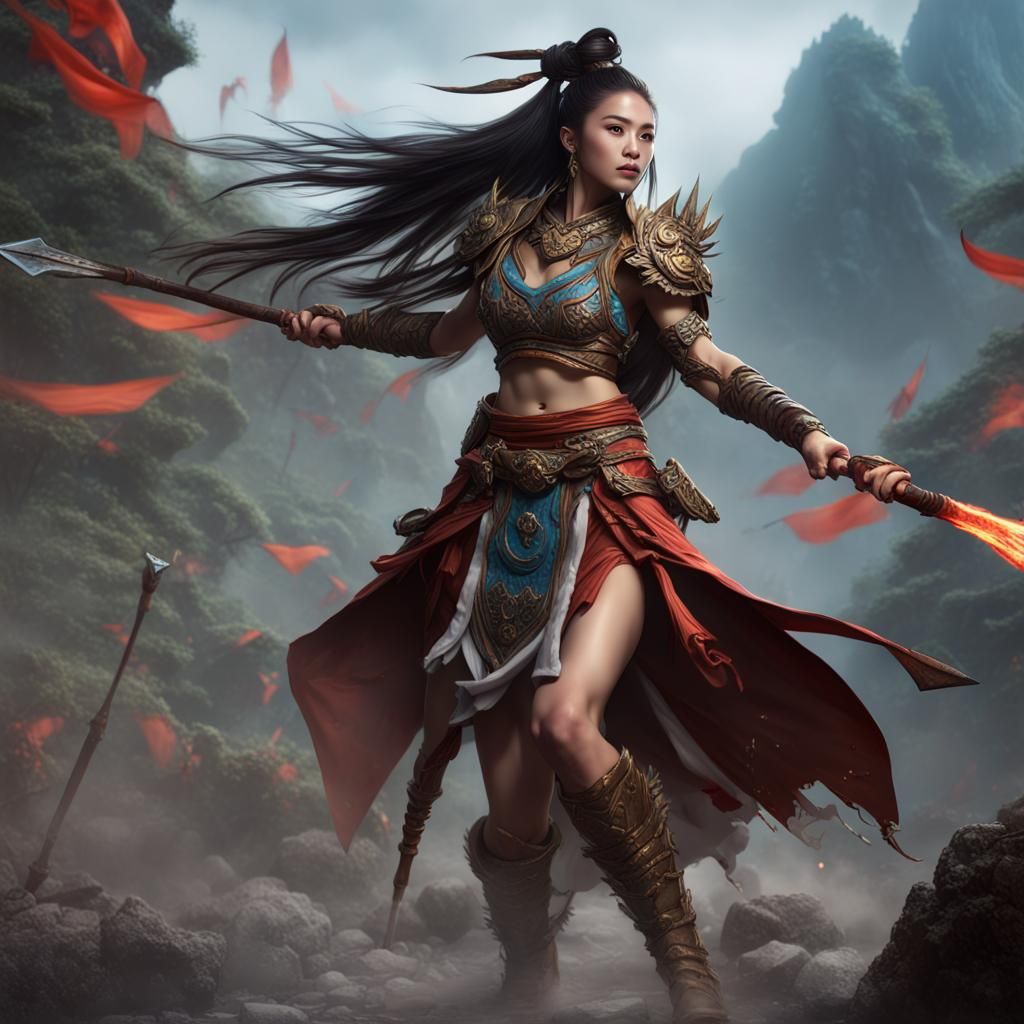 Asian-Inspired Yuan-Ti Barbarian with Halberd