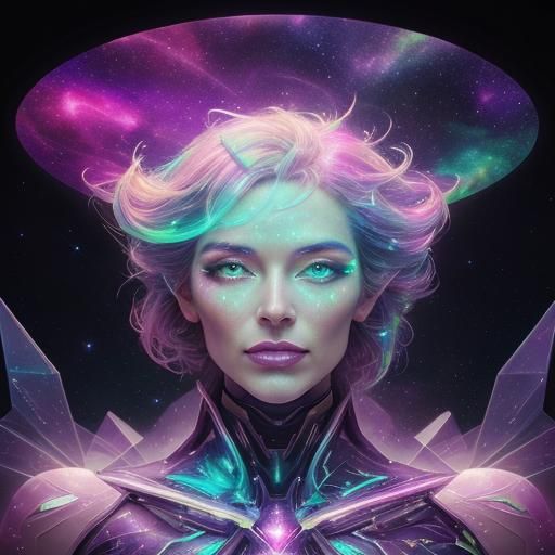 Cosmic Businesswoman Shatters Glass Ceiling: Surreal Illustr...