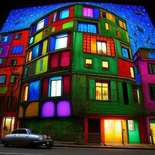 Angler Fish Oil Painting in Surreal Mosaic Style