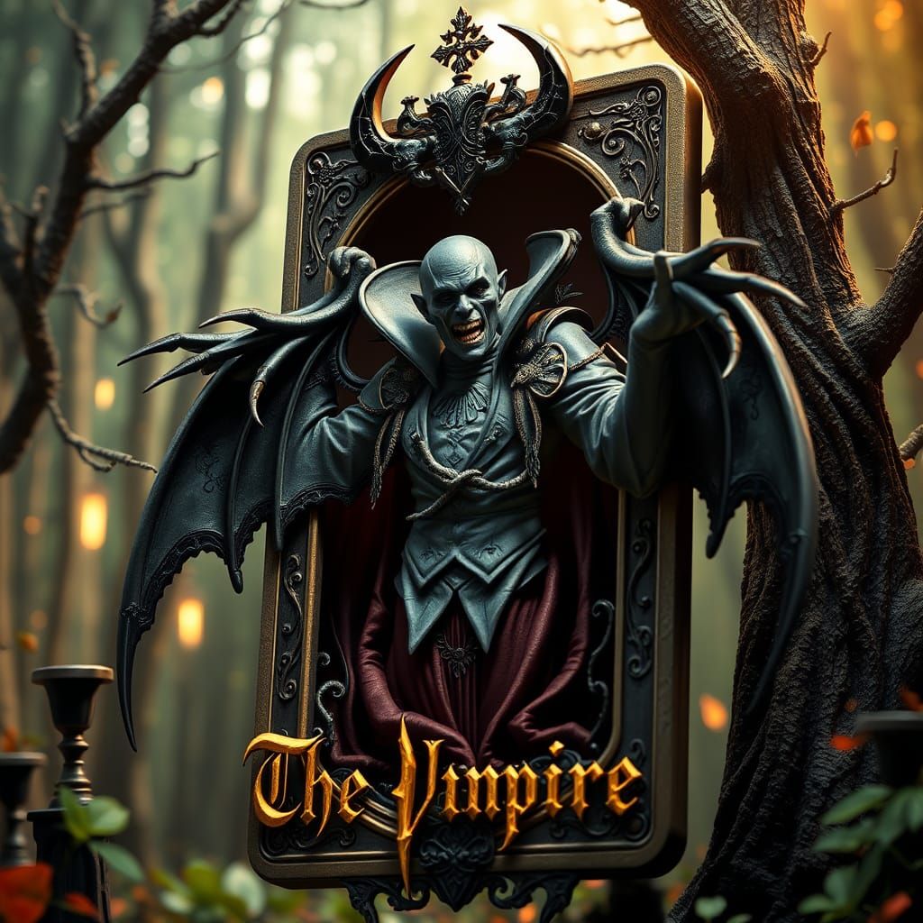 Vampire Emerges from Tarot Card in 3D Fantasy Art