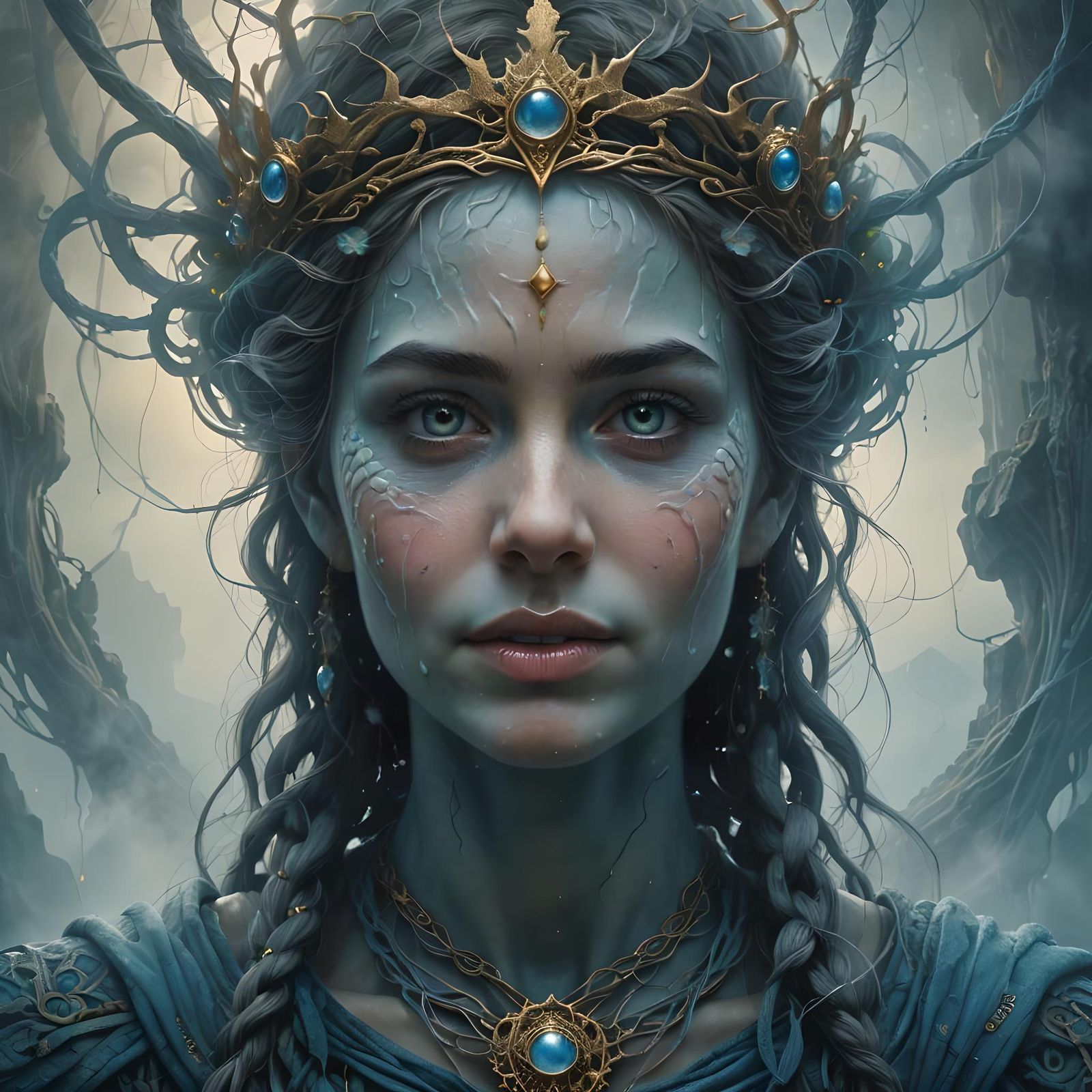 Soul with Braids Reflected, Fantasy Concept Art