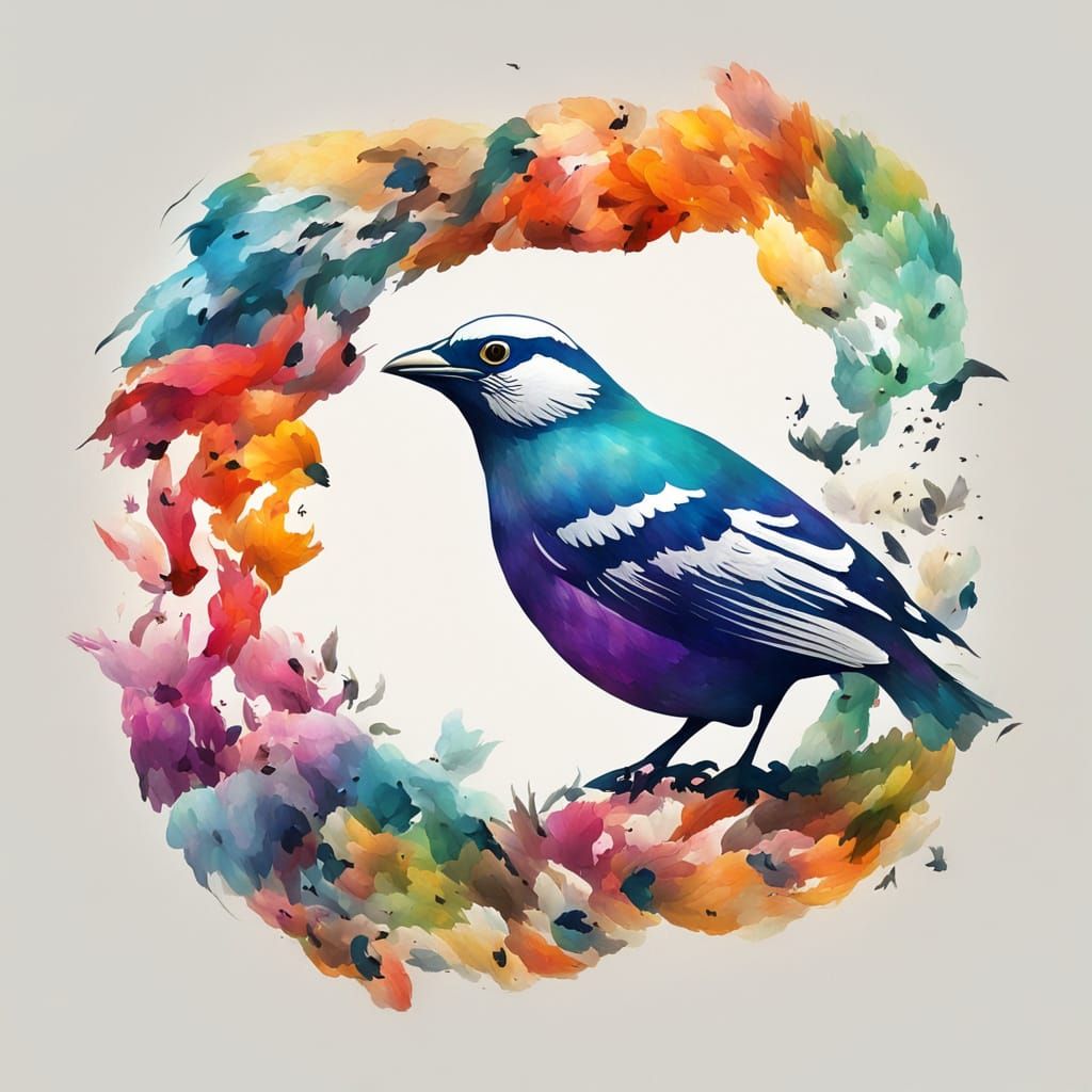 Double Exposure: Colorful Birds Emerging from Egg