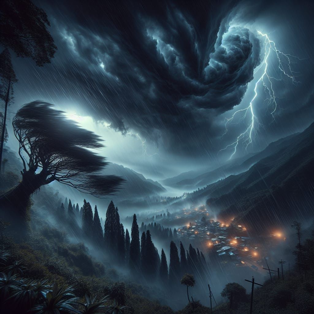 Dramatic Stormy Night in a Matte Painting Style