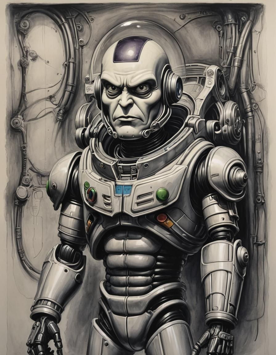 Buzz Lightyear as Biomechanical Horror Art