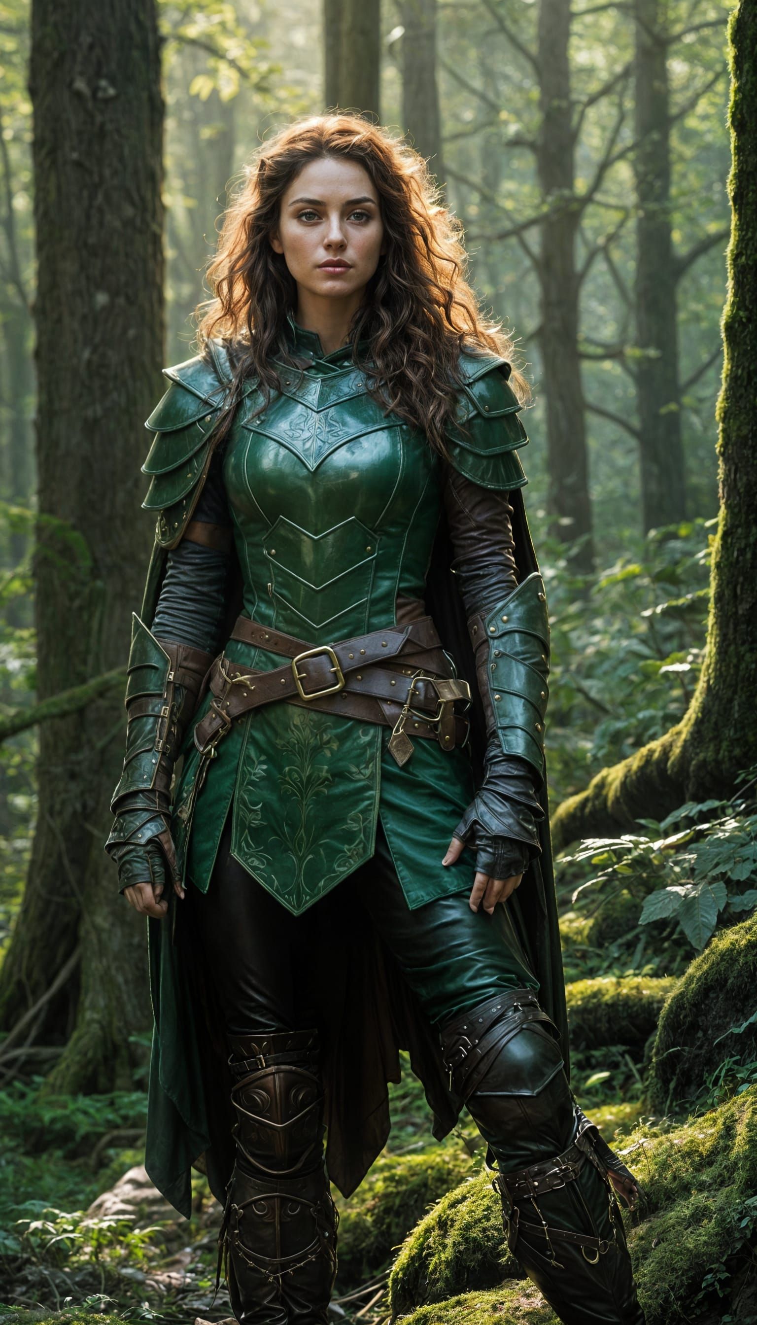 Druid Enchantress in Emerald Leather Armor