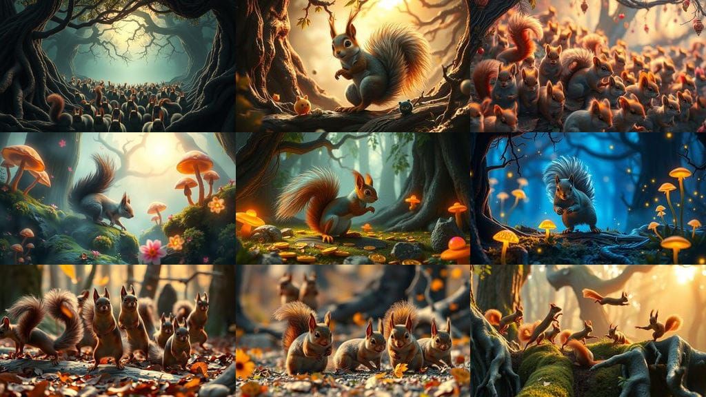 Fantastical Squirrels in Vibrant Colors