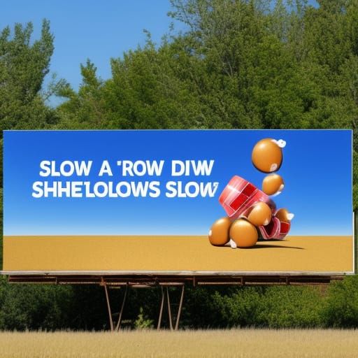 Driving past a billboard that says "Slow Down"