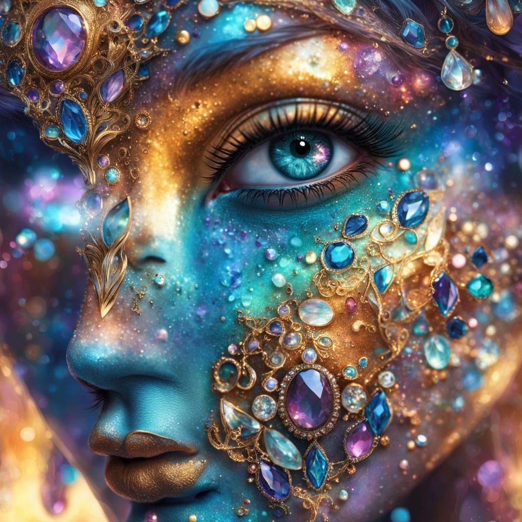 Sapphire Human Portrait in Dreamy Jewel Setting