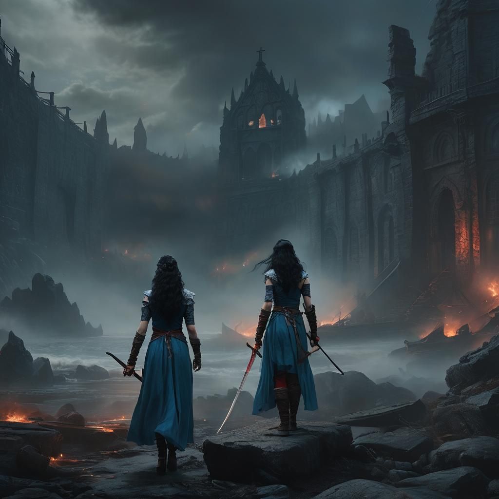 Viking Girl in Fiery Light: Fantasy Concept Art