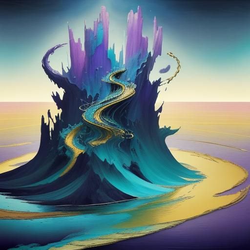 Surreal River of Time in Oil Painting