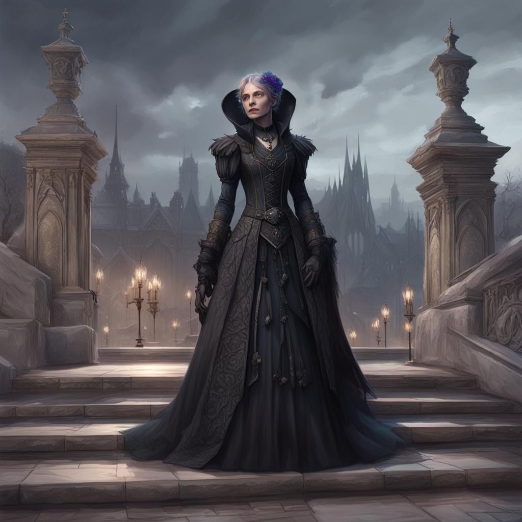 Gothic Woman Portrait in Art Nouveau Style