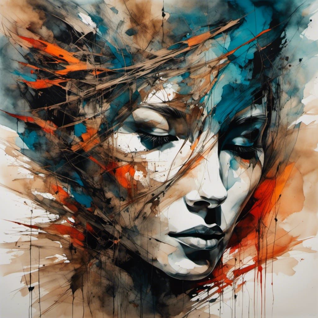 Abstract Watercolor Portrait of Jennifer Leigh Nelson