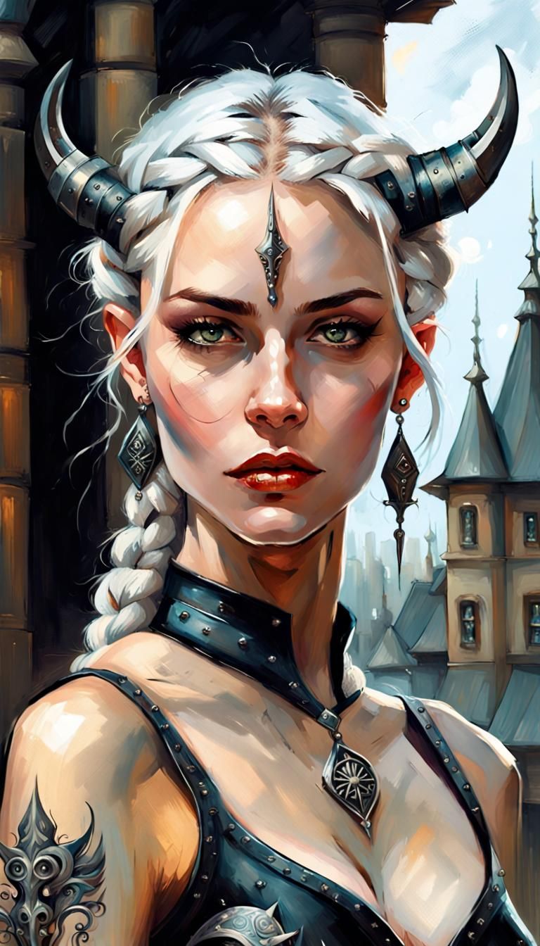 Demoness Warrior with Black Magic in Dark Fantasy Style