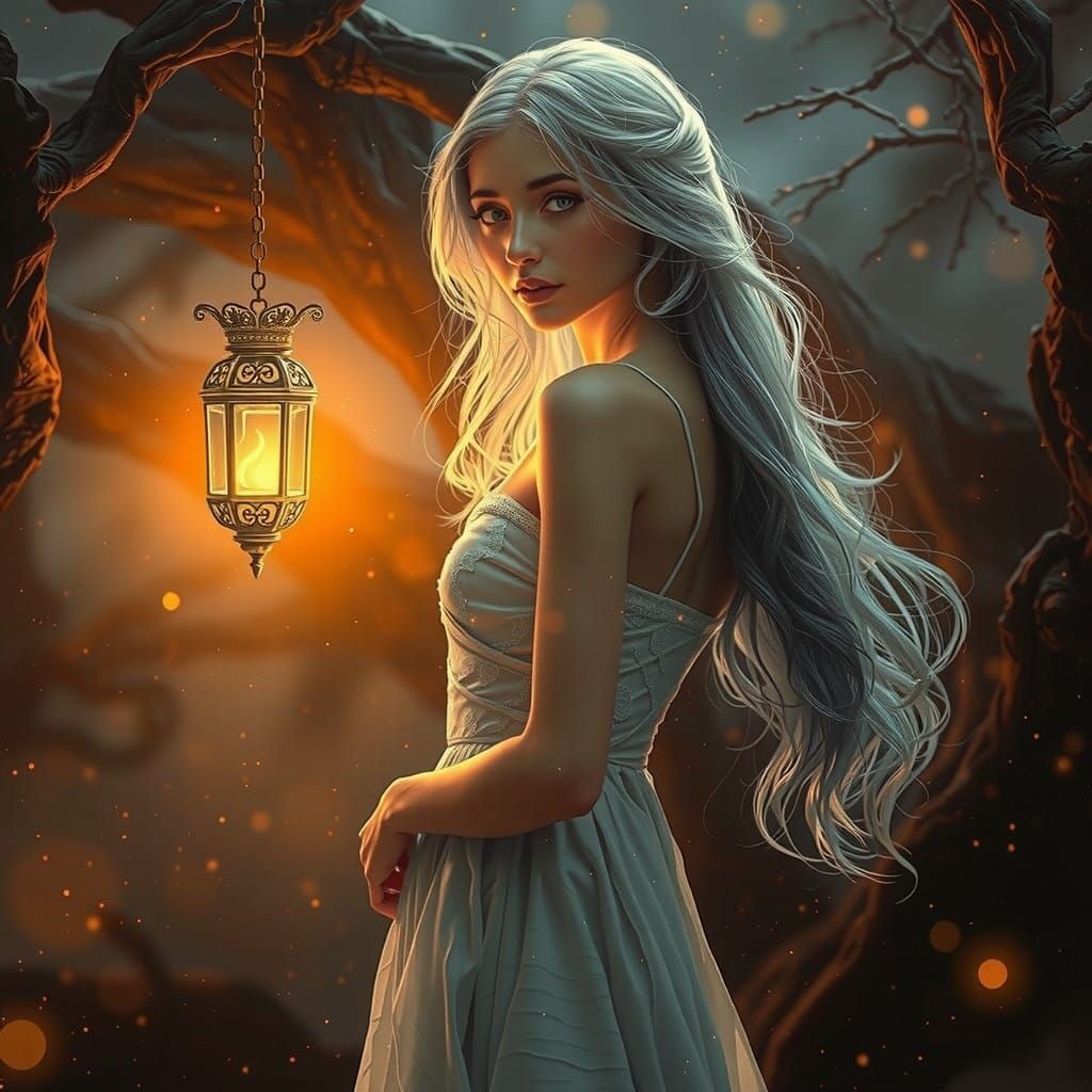 Ethereal Goddess in Vibrant, Iridescent Light