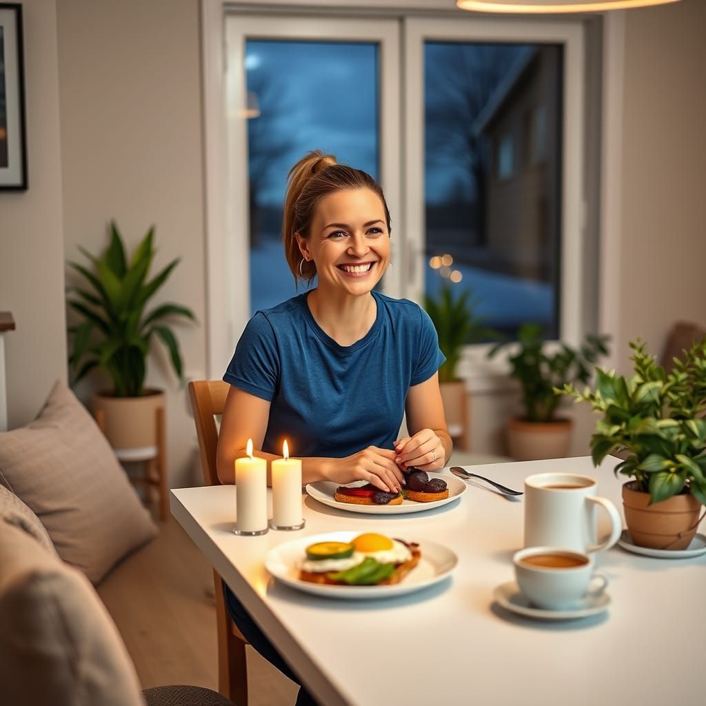 Scandinavian Woman Relaxes After Run, Viggo Johansen Style